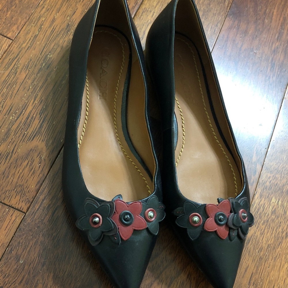 Coach Black and Red Floral Flats